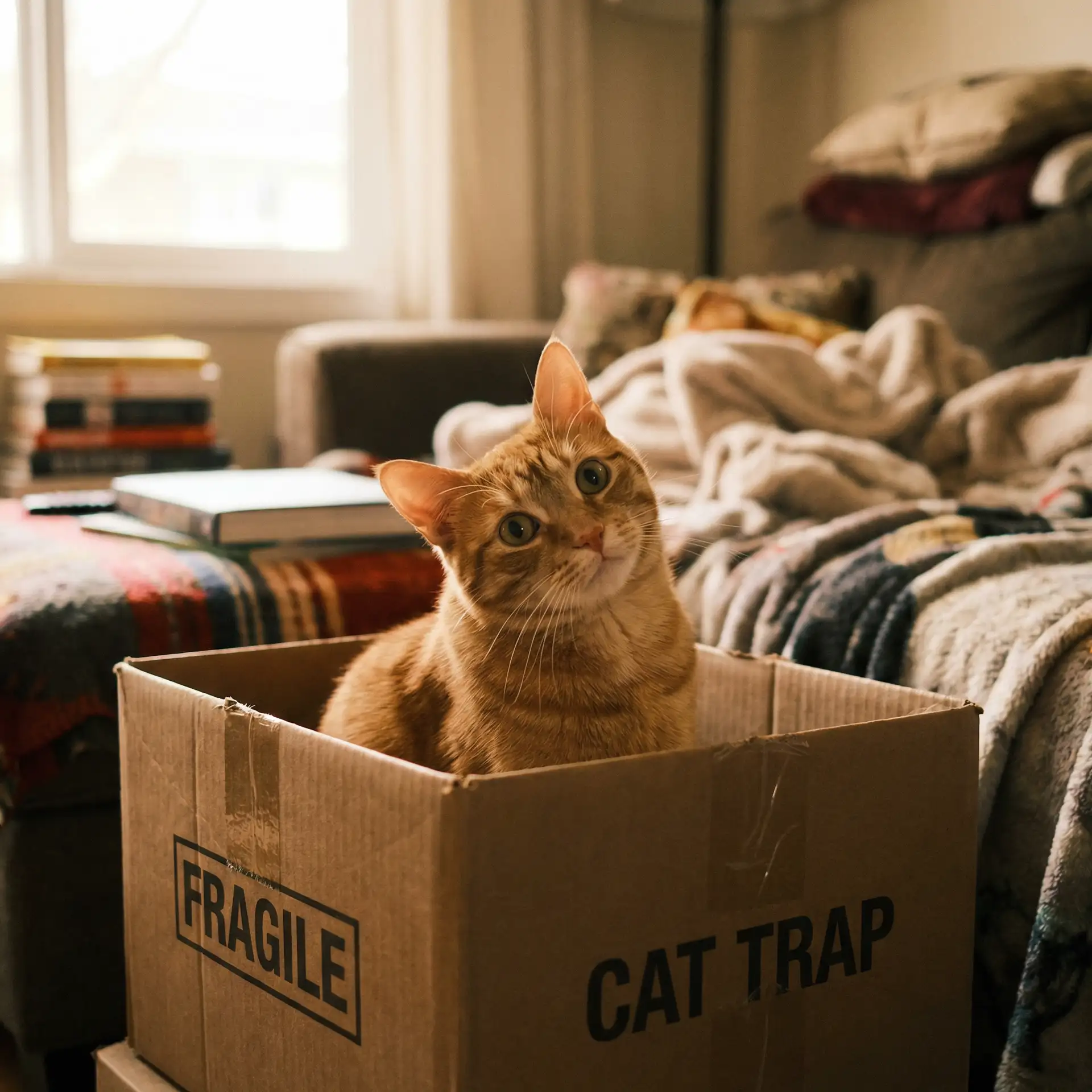 橘猫躲在纸箱里 - 骚虎影视